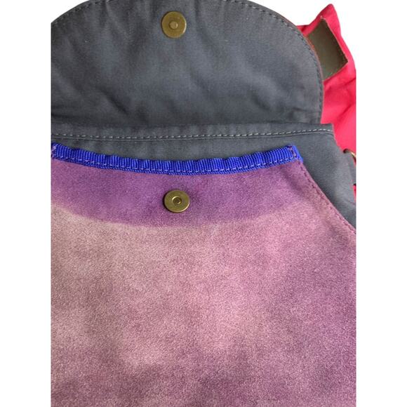 Anna Kaszer Paris Suede Handbag Clutch Purple Color Block Defects - Picture 5 of 11